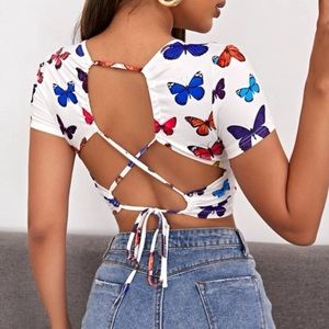 Butterfly Top 🦋 Crop Tie Up
